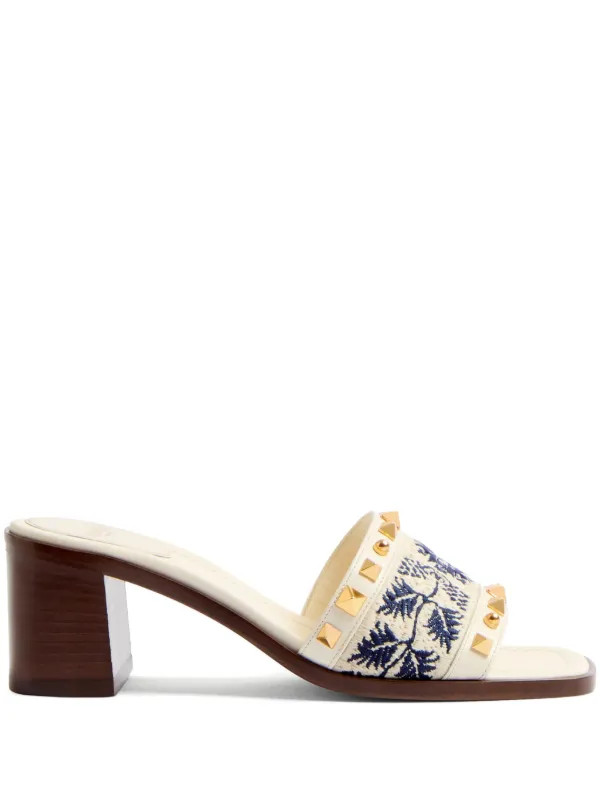 Valentino Garavani 60mm County Embroidered Sandals | White | FARFETCH | Farfetch Global