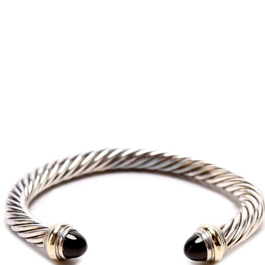 Cable Cuff 925/585/Onyx Bracelet | Keeks Designer Handbags