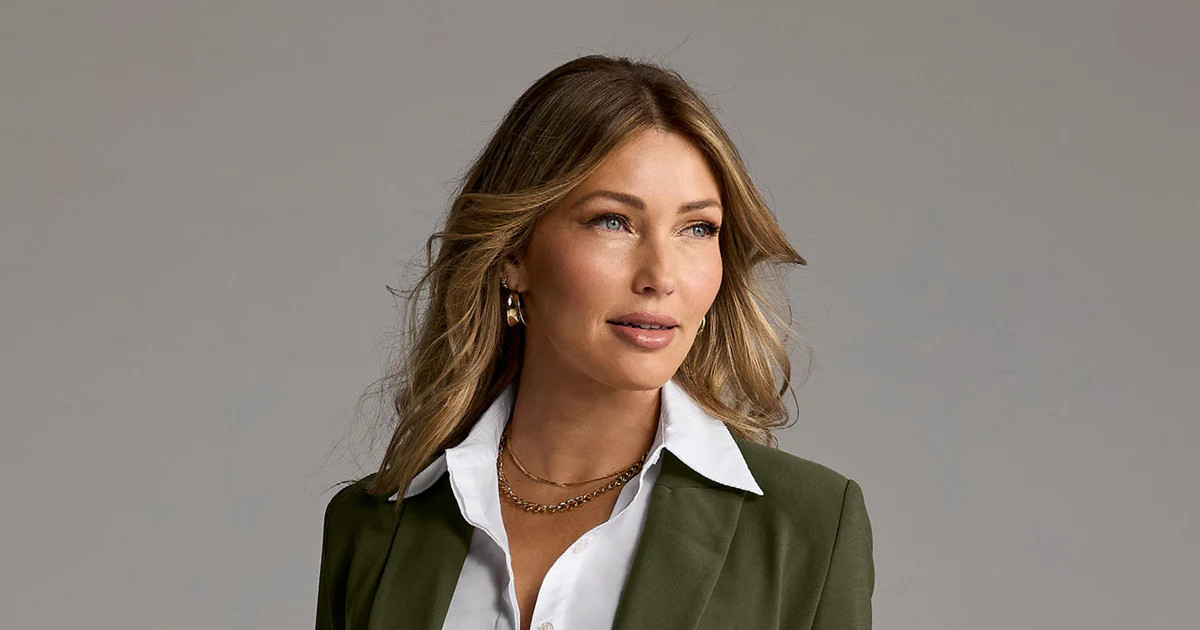 Beyond Travel Double Breasted Boyfriend Blazer - Olive Night | Boston Proper | Boston Proper