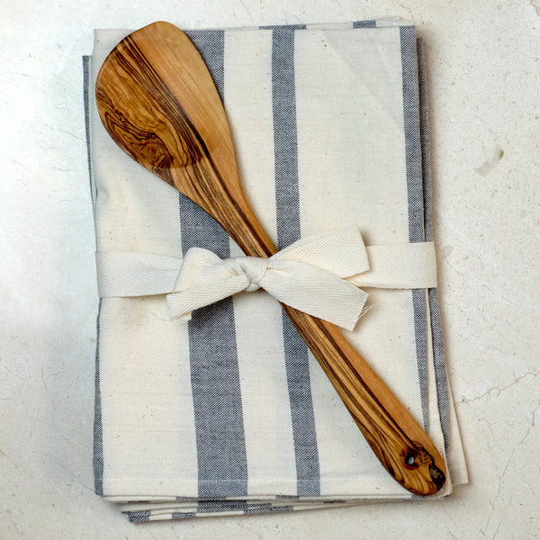 Kitchen Towel Set with Olive Wood Spoon Gift | TerraKlay