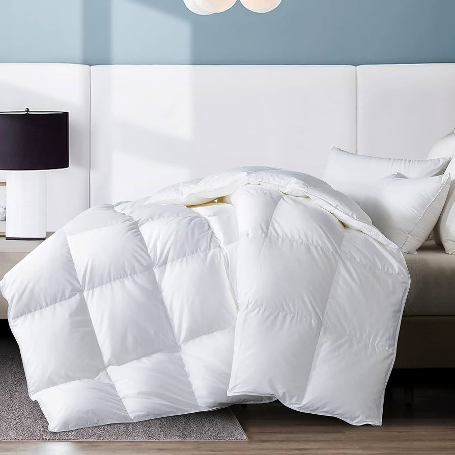 WhatsBedding King Feather Comforter, Filled with Feather and Down, White Duvet Insert - Luxurious... | Amazon (US)