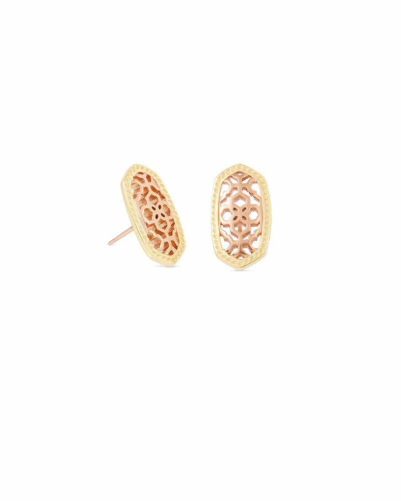 Ellie Gold Stud Earrings in Rose Gold Filigree Mix | Kendra Scott
