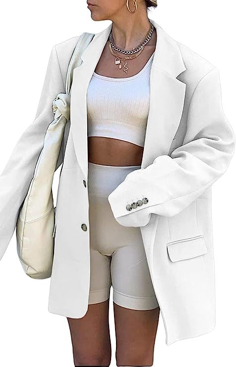 Grlasen Women Fashion Casual Elegant Long Sleeve Oversized Lapel Blazers Open Front Solid Work Of... | Amazon (US)