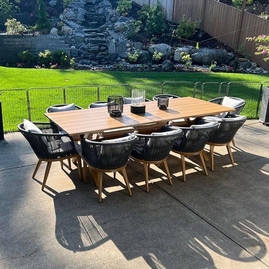 PURPLE LEAF 11 Pieces Patio Dining Set Wicker Outdoor Furniture Rectangular Table and Chairs Set ... | Amazon (US)