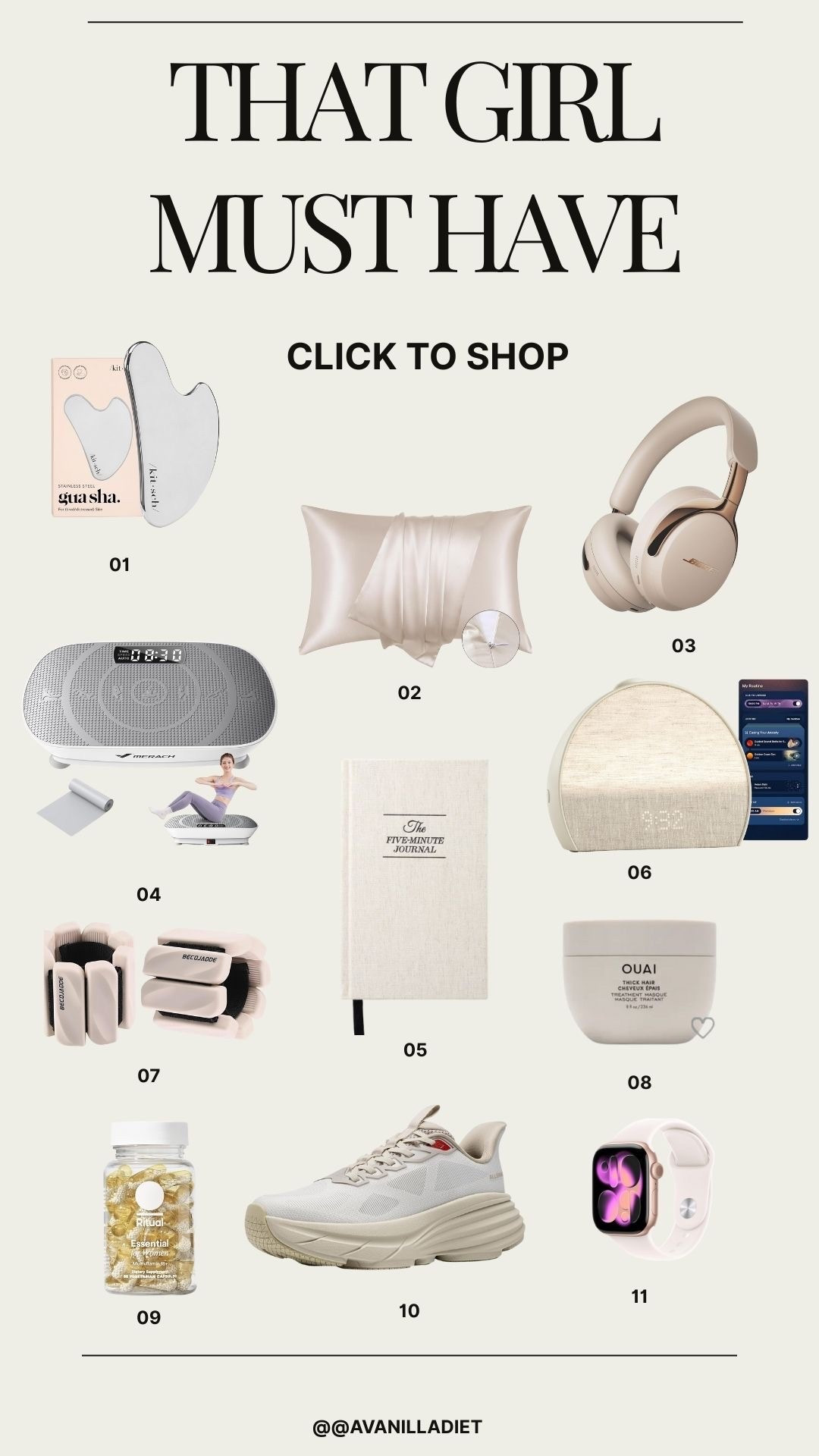 ✨ “That Girl” Must-Haves ✨
Step into your most confident, glow-up season ever. Think radiant mornings, elevated lifestyle, and self-care vibes 🌿💫

#thatgirlvibes #everydayglow #chicstyle #lifestyleedit #selfcareessentials #trendystyle #ootdideas #amazonfinds #ltkstyle #glowupseason

#LTKmorningroutine #LTKselfcare #LTKfitnessgoals