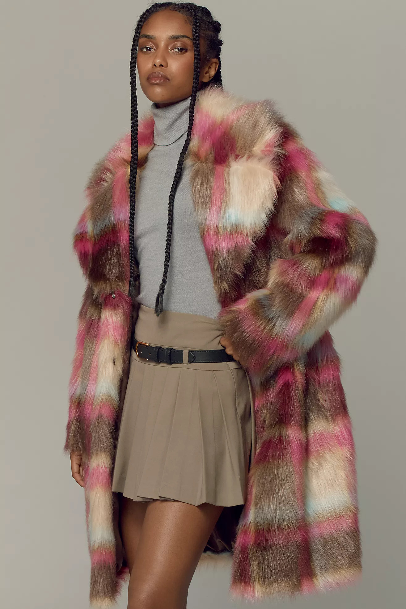 NVLT Plaid Faux-Fur Luxious Coat | Anthropologie (US)