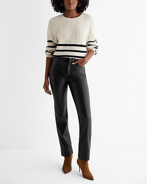 Super High Waisted Faux Leather '90s Slim Pant | Express