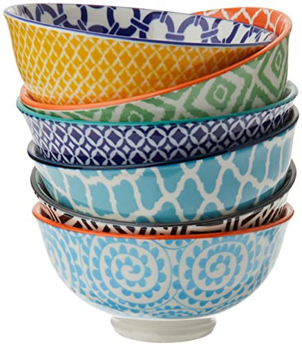 Chelsea 4.75" All-Purpose Porcelain Bowls – Set of 6 - Small Serving Bowls for Snacks, Dips, Nuts, Condiments & More - Vibrant Mix & Match Patterns | Amazon (US)