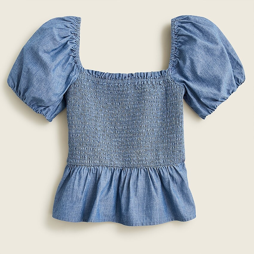 Squareneck smocked chambray top | J. Crew US