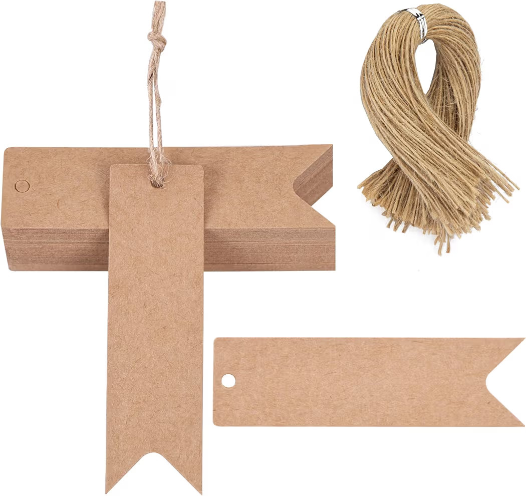 SallyFashion 100PCS Kraft Paper Gift Tags, Mini with String for Wedding, DIY Crafts - 2.8 x 0.8 I... | Amazon (US)