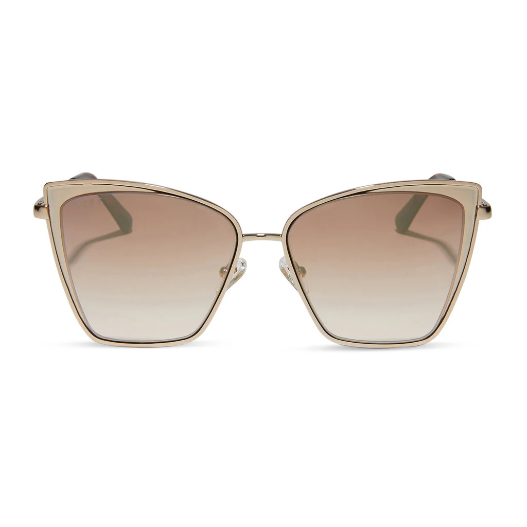BECKY - GOLD + FLASH BROWN GRADIENT SUNGLASSES | DIFF Eyewear