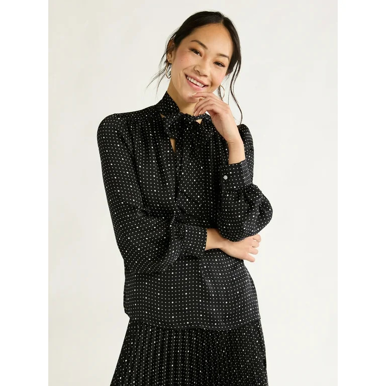 Free Assembly Women’s LS Tie Bow Blouse | Walmart (US)