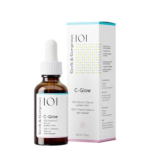 Geek & Gorgeous - C-Glow - lightweight, water-like 15% Vitamin C + Ferulic acid & Vitamin E Serum, protects against environmental damage, boosts collagen & evens skin tone - all skin types, 1 oz | Amazon (US)