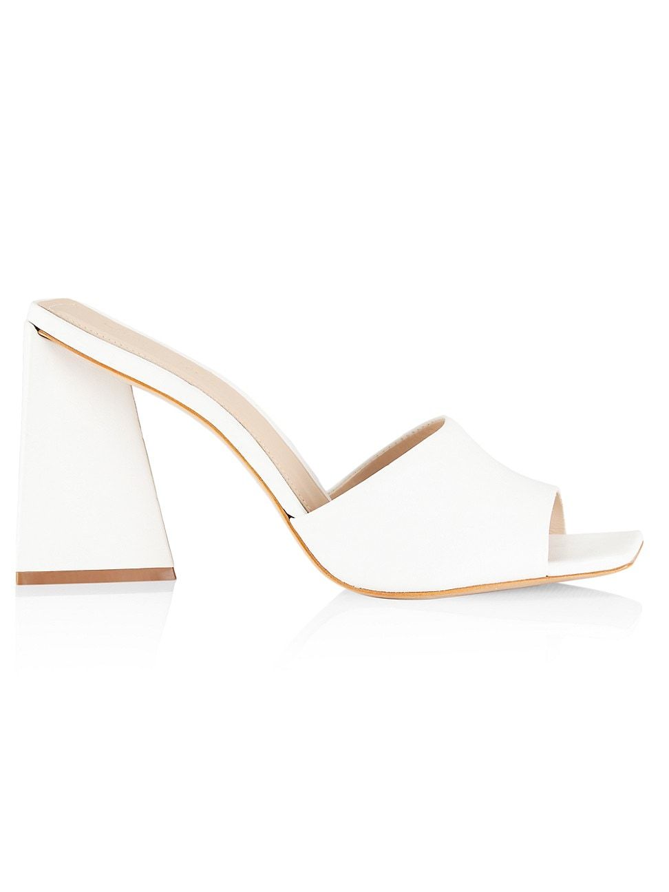 Women's COLLECTION Triangle Leather Block-Heel Mules - White - Size 9.5 | Saks Fifth Avenue