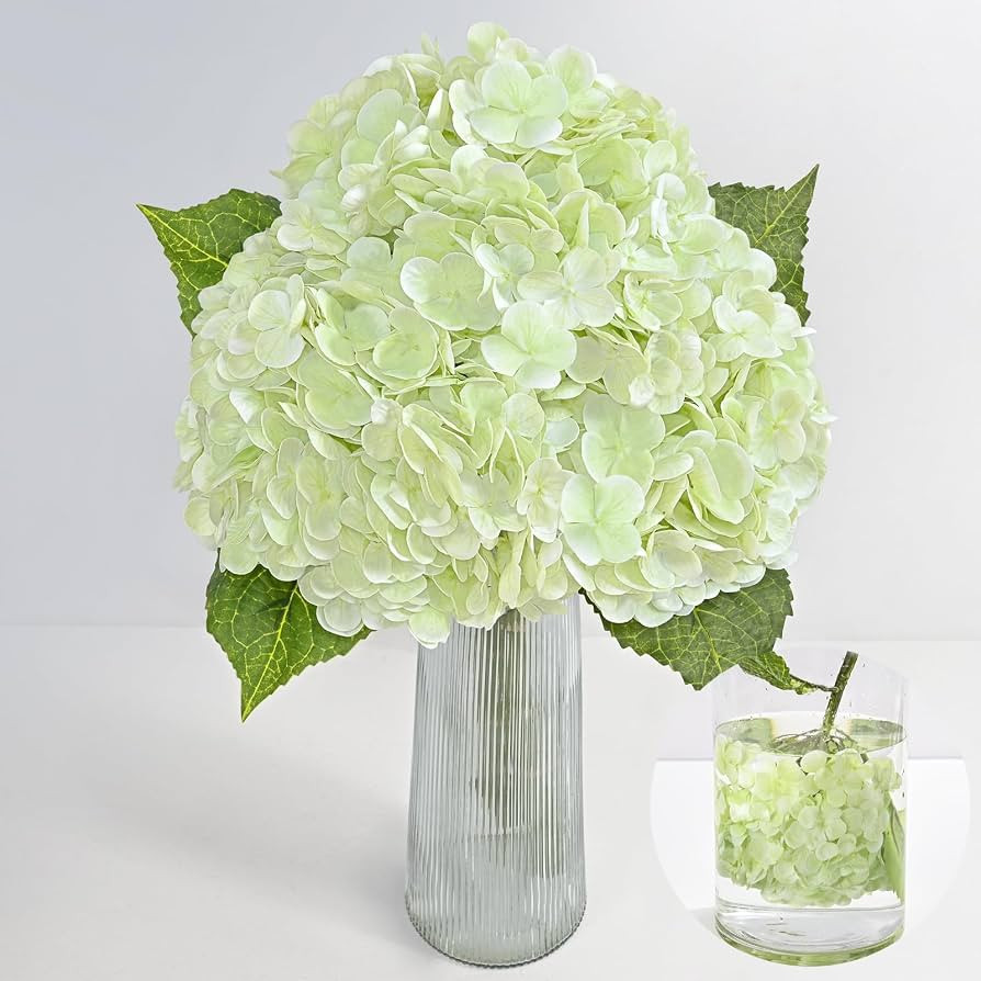 MARTINE MALL 3Pcs 21in Hydrangea Artificial Flowers, Latex Real Touch Hydrangeas Lifelike Large H... | Amazon (US)