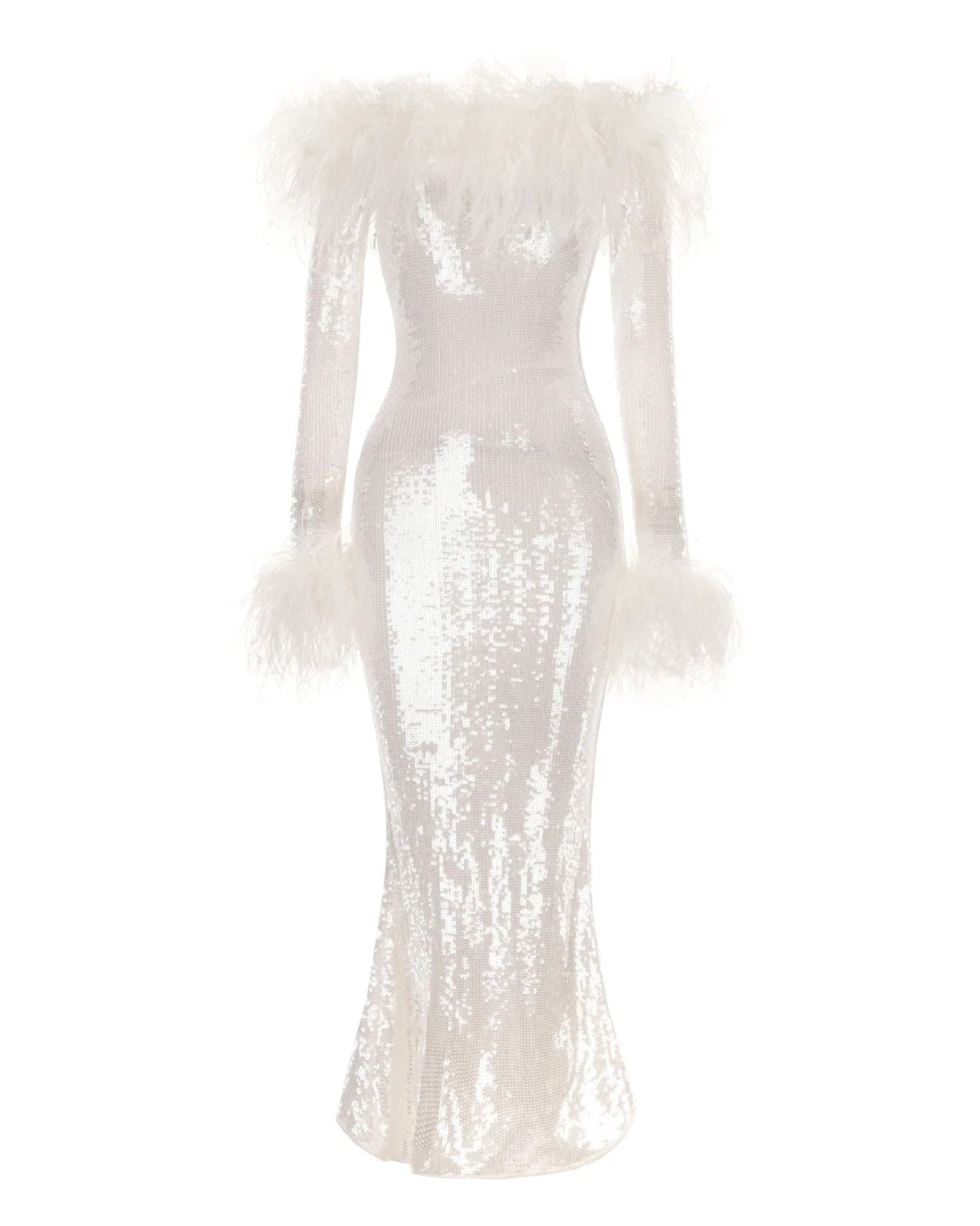 Neva Sequin Maxi Dress (White) | Designer Holiday Party Dress | Nana Jacqueline