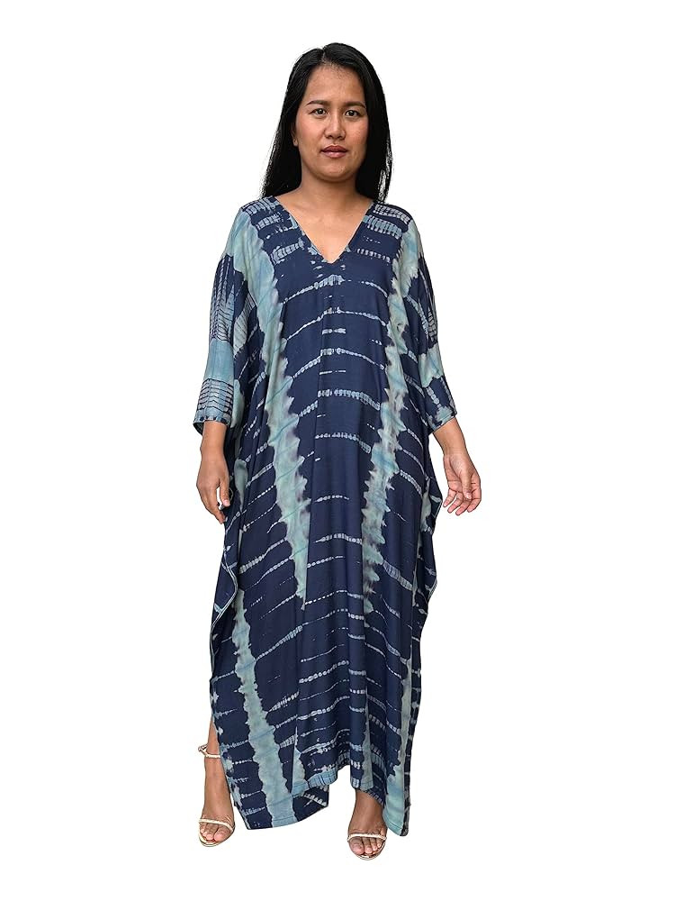 iynta Handmade Individually Hand Tie Dyed Kaftan Dress - Black Tie Dye-3 50 in. for Casual, Night... | Amazon (US)