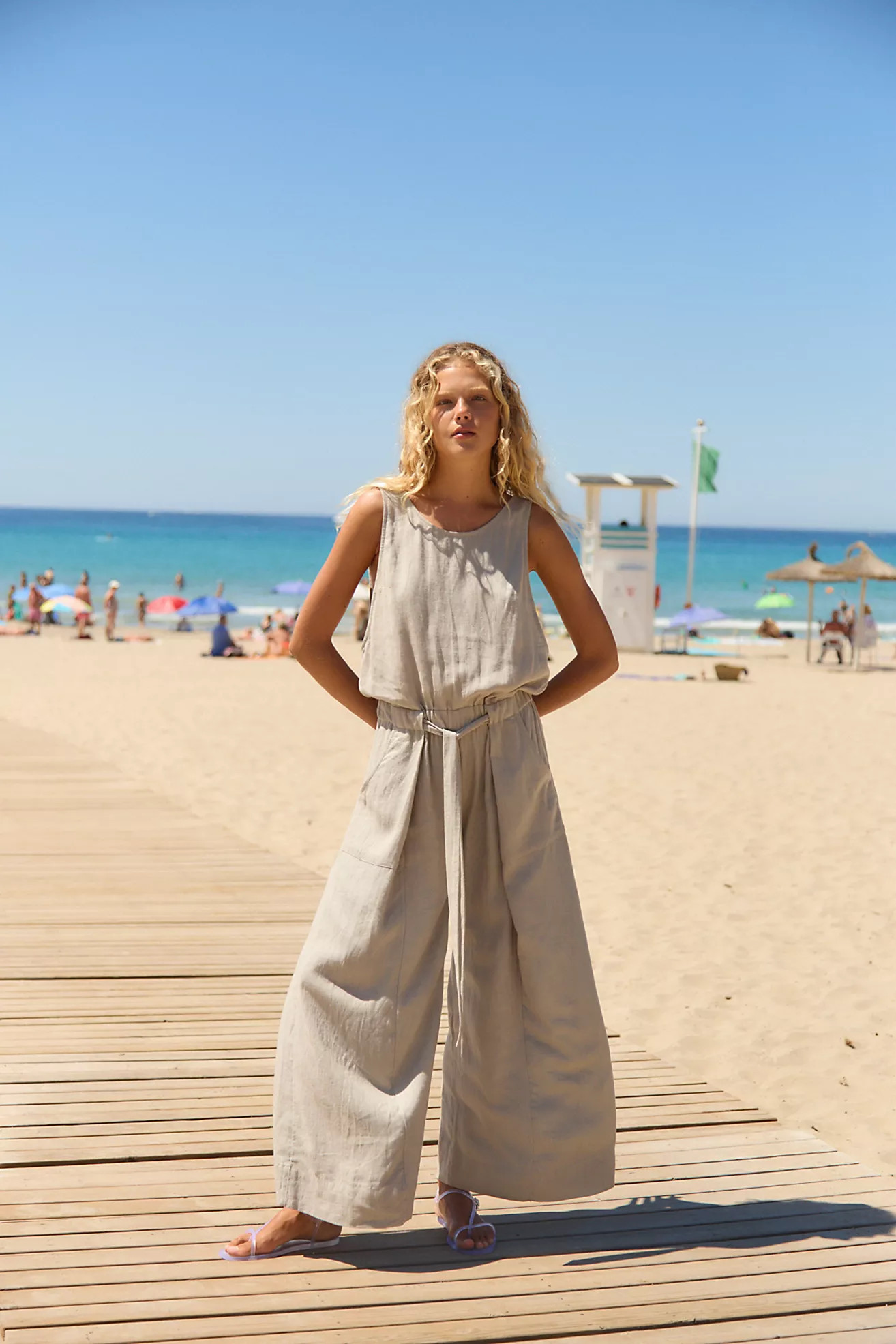 Sandshell Linen Linden One-Piece Jumpsuit | Free People (Global - UK&FR Excluded)