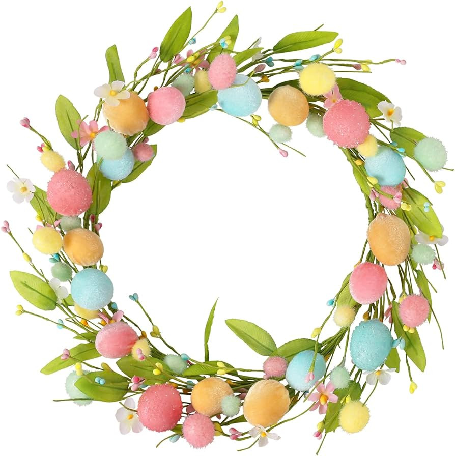 RoseCraft Easter Wreaths for Front Door,15.7 Inch Artificial Easter Colorful Egg Wreath Decoratio... | Amazon (US)