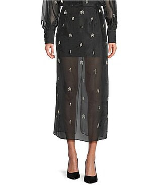 Antonio Melani Priscilla Coordinating Sheer Jeweled Organza Midi Skirt - 6 | Dillard's