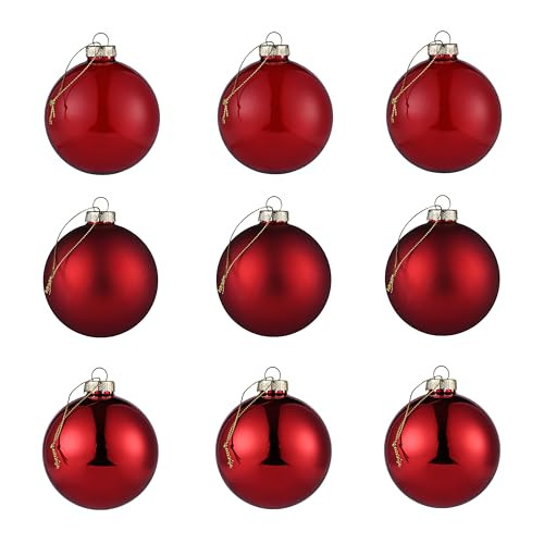 AOMOONOA Red Glass Christmas Ornaments, Red Ornaments for Christmas Tree, 3.15’’ Glass Ball Ornaments, Set of 9 with 3 Different Finishes, Vintage Xmas Balls for Home Decor, Thanksgiving Party Gift | Amazon (US)