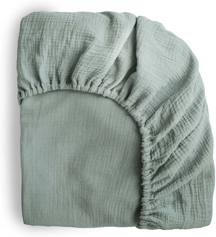 mushie Extra Soft Muslin Fitted Mini Crib Sheet | 24"x 38" (Roman Green) | Amazon (US)