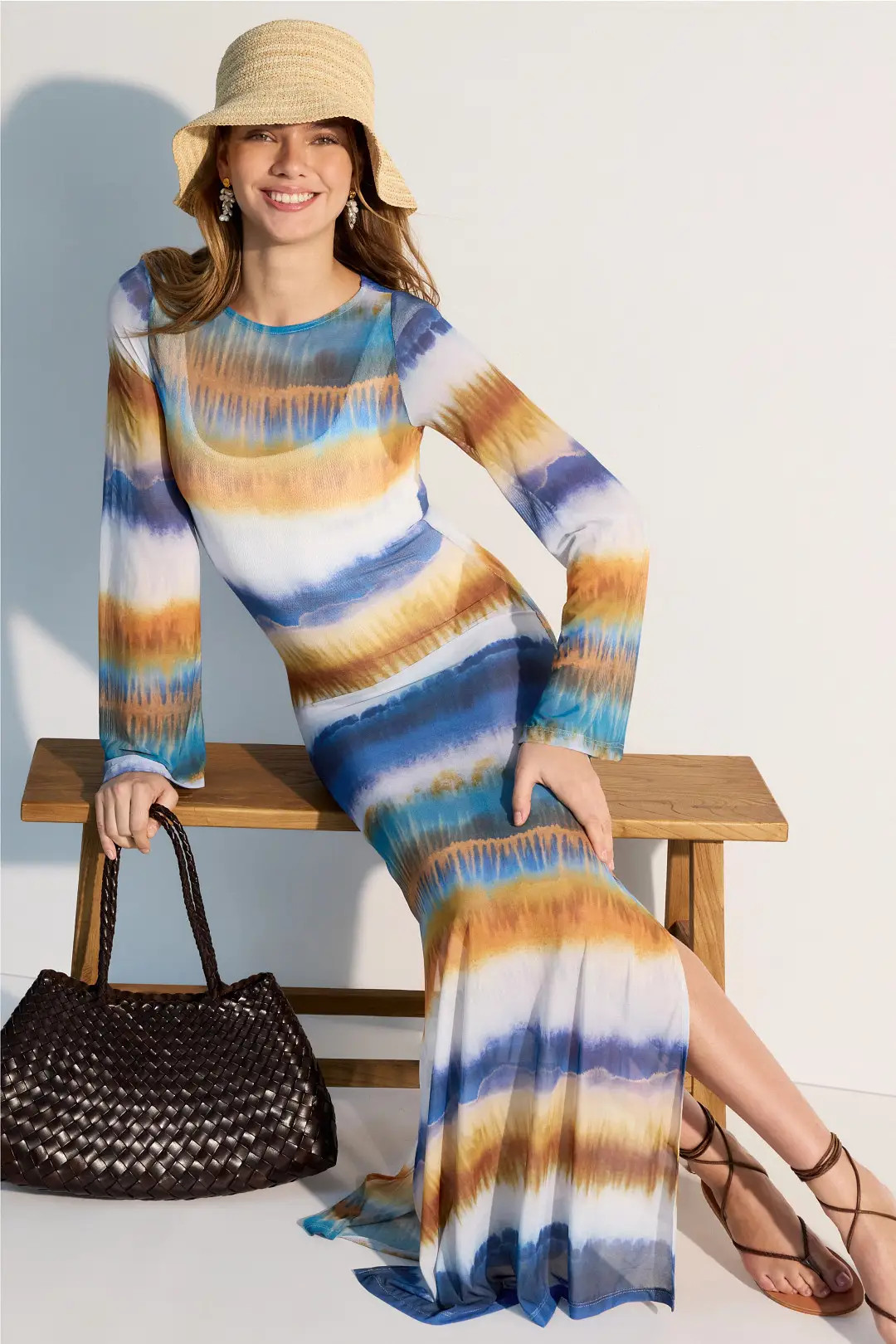 Printed Mesh Maxi Coverup | Rent the Runway