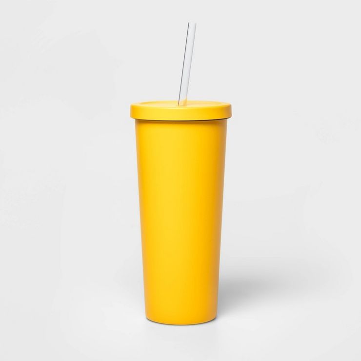 20oz Stainless Steel Tumbler with Straw Yellow - Sun Squad™ | Target