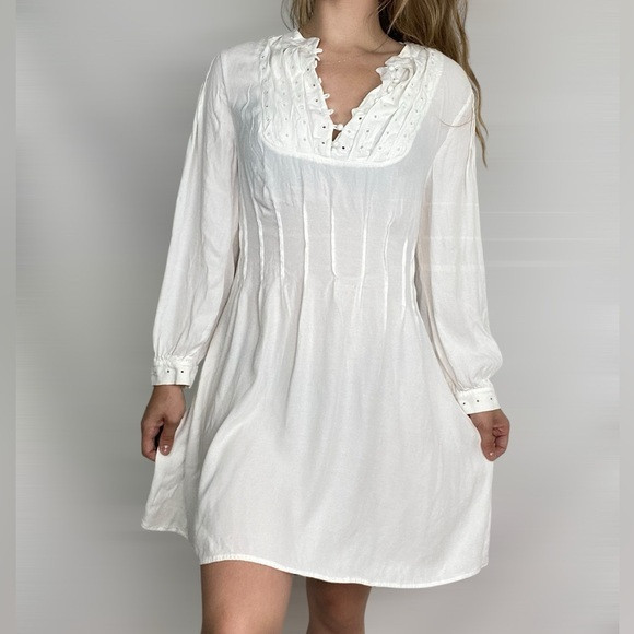 FRAME Eyelet Pleated Mini Flowy White Dress | Poshmark