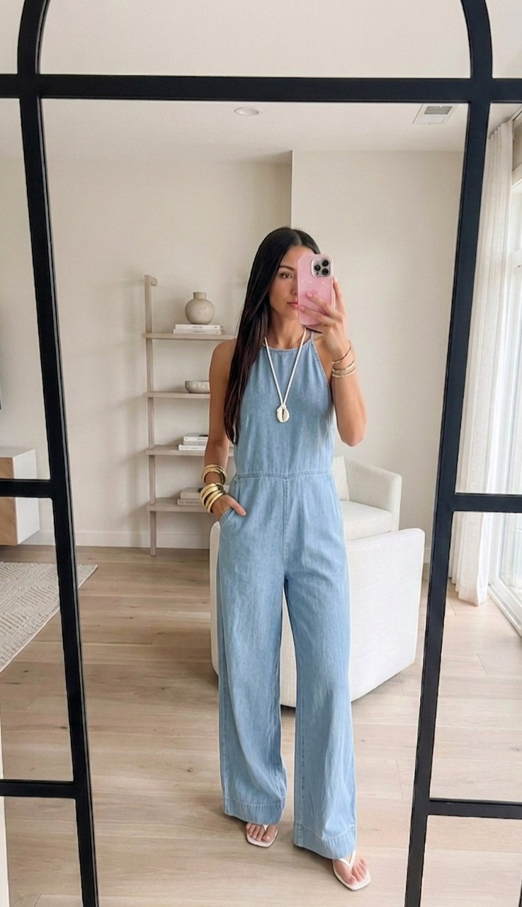 Okay but how cute is this denim jumpsuit from Mango 💙 literally the easiest throw-on-and-go outfit for summer. Paired it with little white sandals and gold jewelry and called it a day ✨ #LTKStyle #LTKFinds #MangoStyle #DenimLook #SummerOutfit #CasualChic #EffortlessStyle #WideLegJumpsuit 

 #LTKgrwm #LTKootd #LTKSeasonal