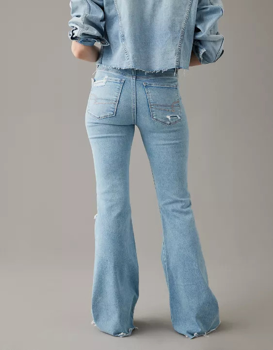 AE Next Level Ripped Super High-Waisted Flare Jean | American Eagle Outfitters (US & CA)