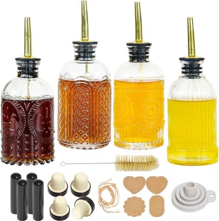 4pcs Glass Coffee Syrup Dispenser,7oz Simple Glass Syrup Bottle Set,Coffee Bar Accessories with Metal Pour Spout Ideal and labels for Coffee Syrups,Condiments, Coffee bar#LTKSpringSale

#LTKhome #LTKsalealert
