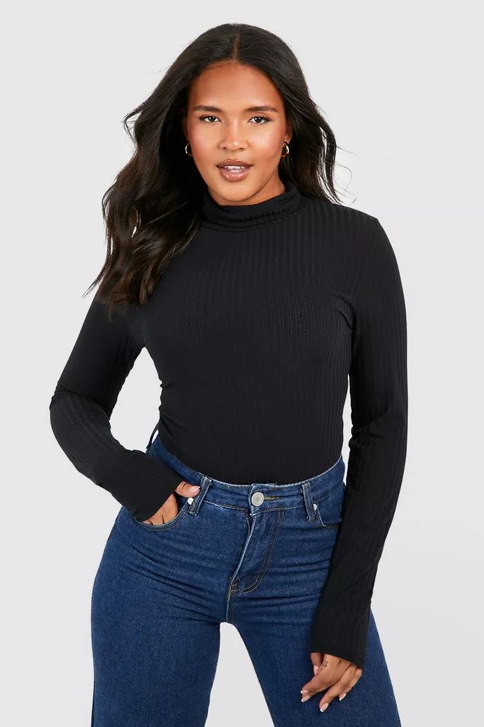 Plus Rib Roll Neck Bodysuit | boohoo (US & Canada)