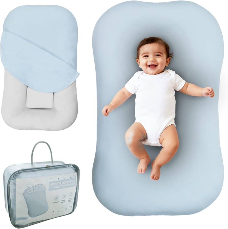 Aila + Aiden Baby Lounger | Organic Cotton Infant Lounger | Adjustable & Portable Floor Lounger |... | Amazon (US)