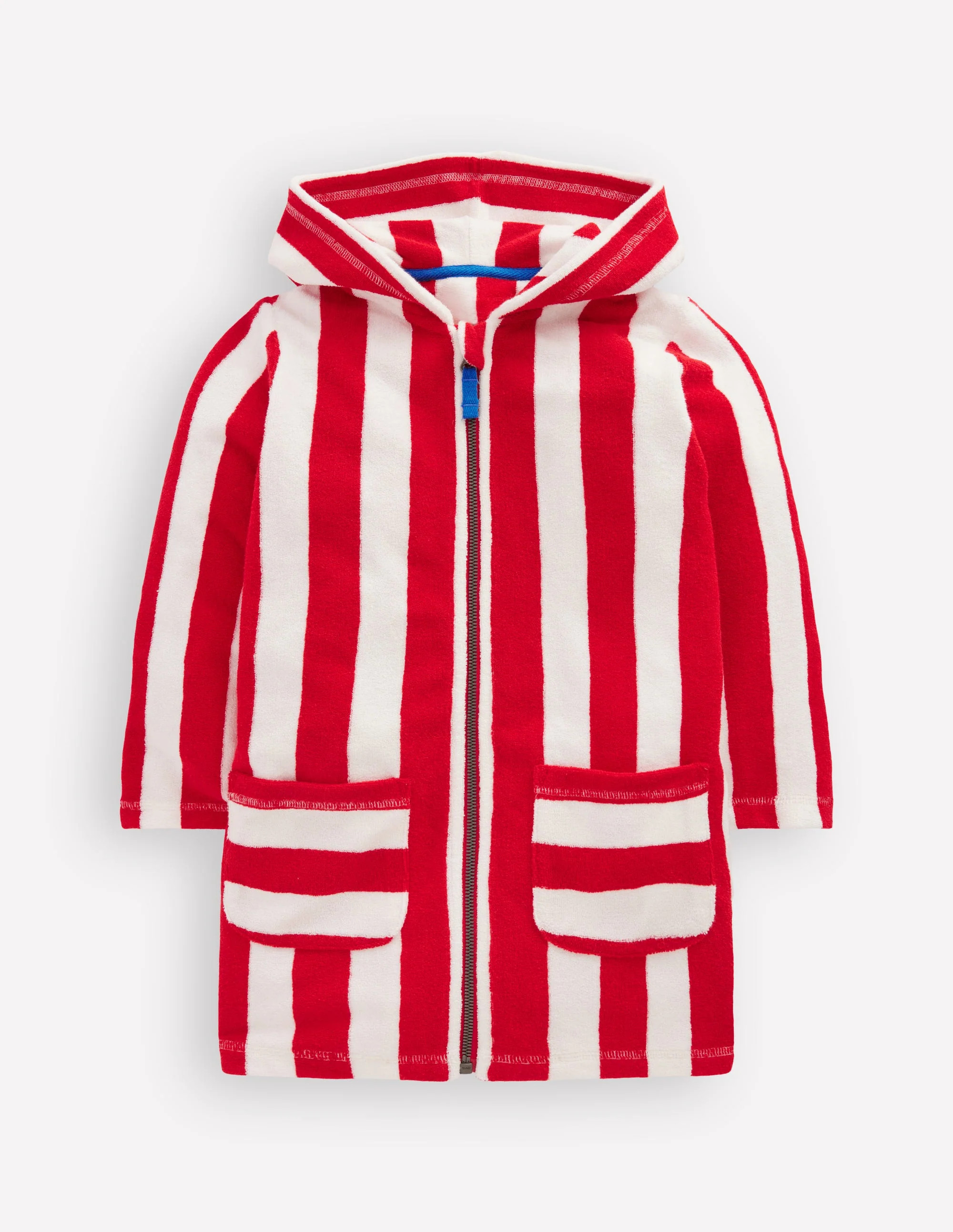 Towelling Zip-Up Throw-On-Red Stripe | Boden UK