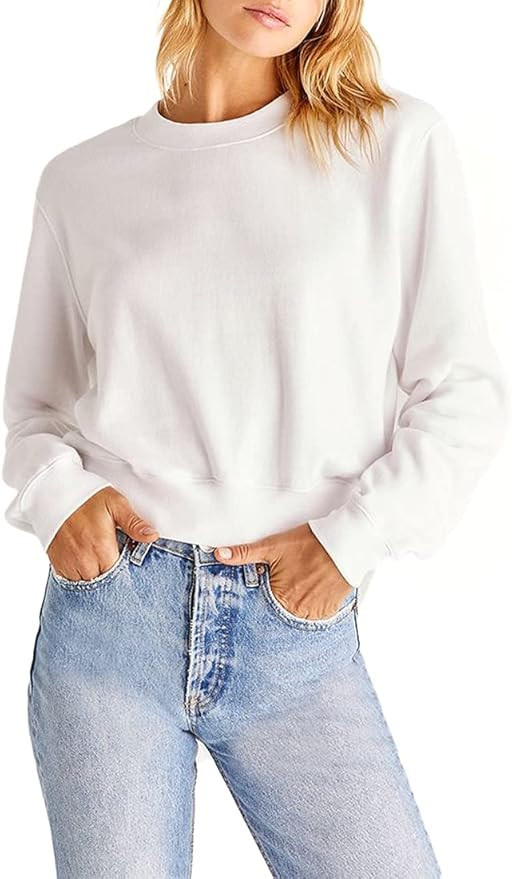 Z Supply Classic Crew Sweatshirt in White ZT213285 | Amazon (US)