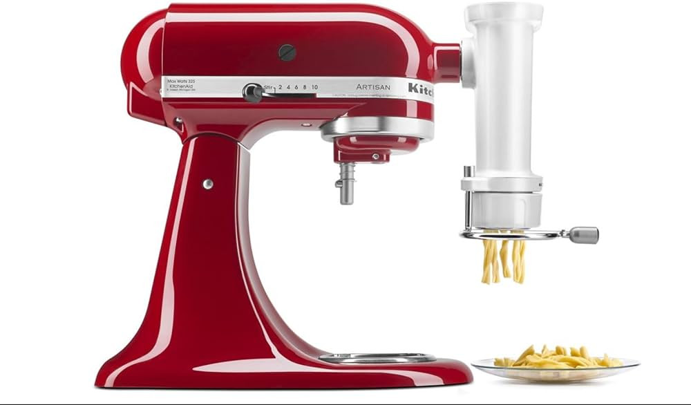 KitchenAid KSMPEXTA Gourmet Pasta Press Attachment with 6 Interchangeable Pasta Plates, White | Amazon (US)
