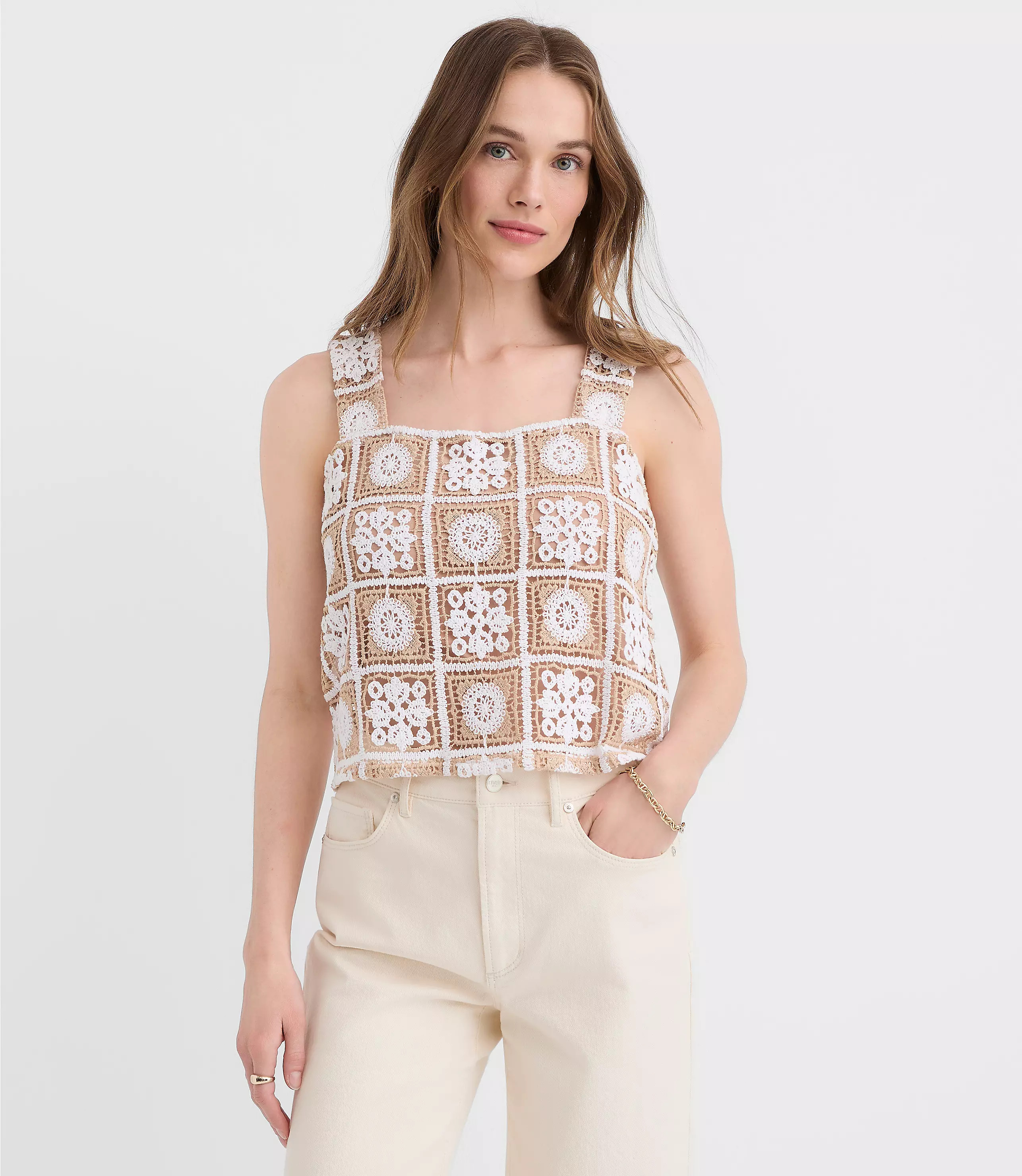 Tiled Crochet Tank Top | LOFT