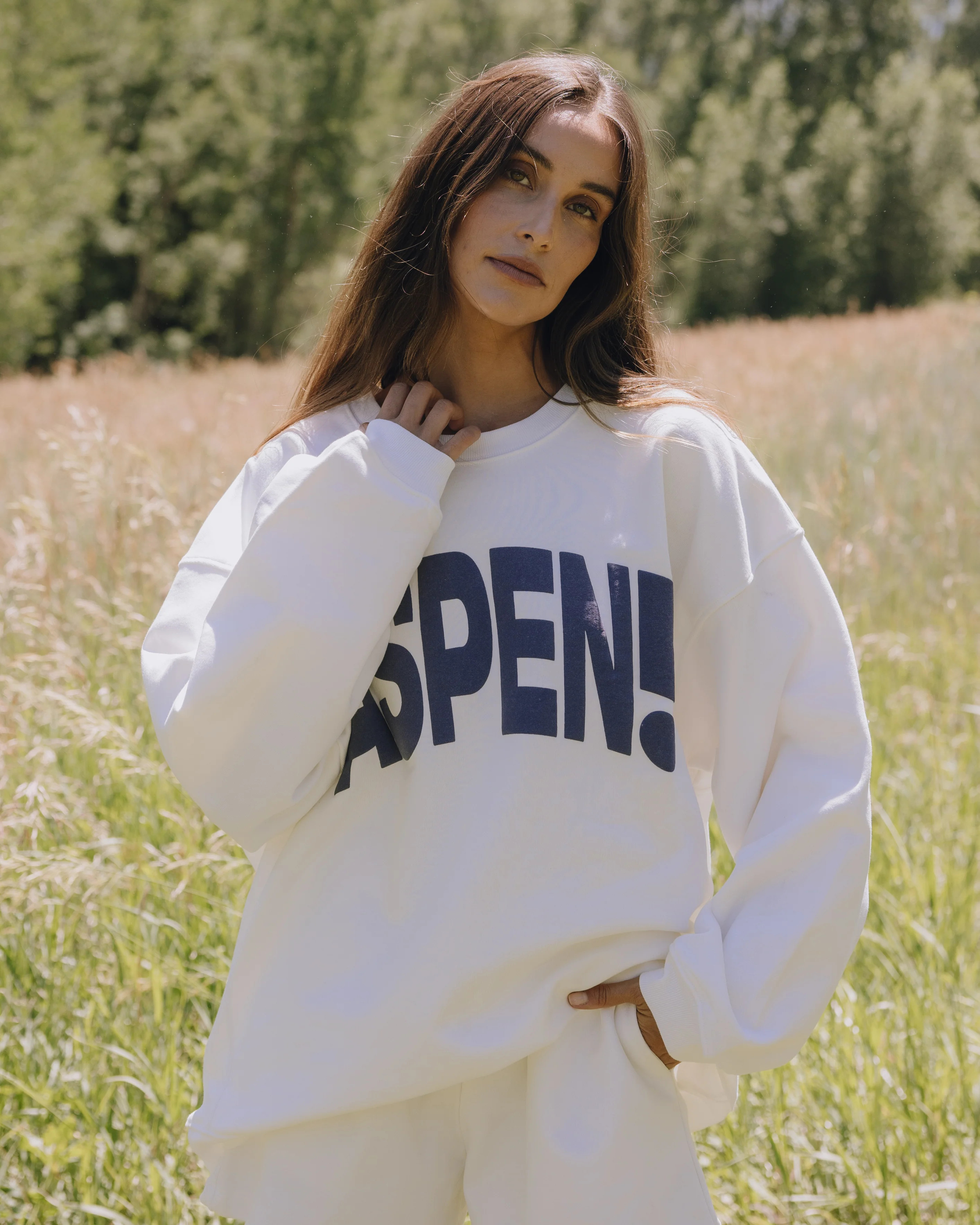 Aspen! Oversized Crew - White | Daily Drills