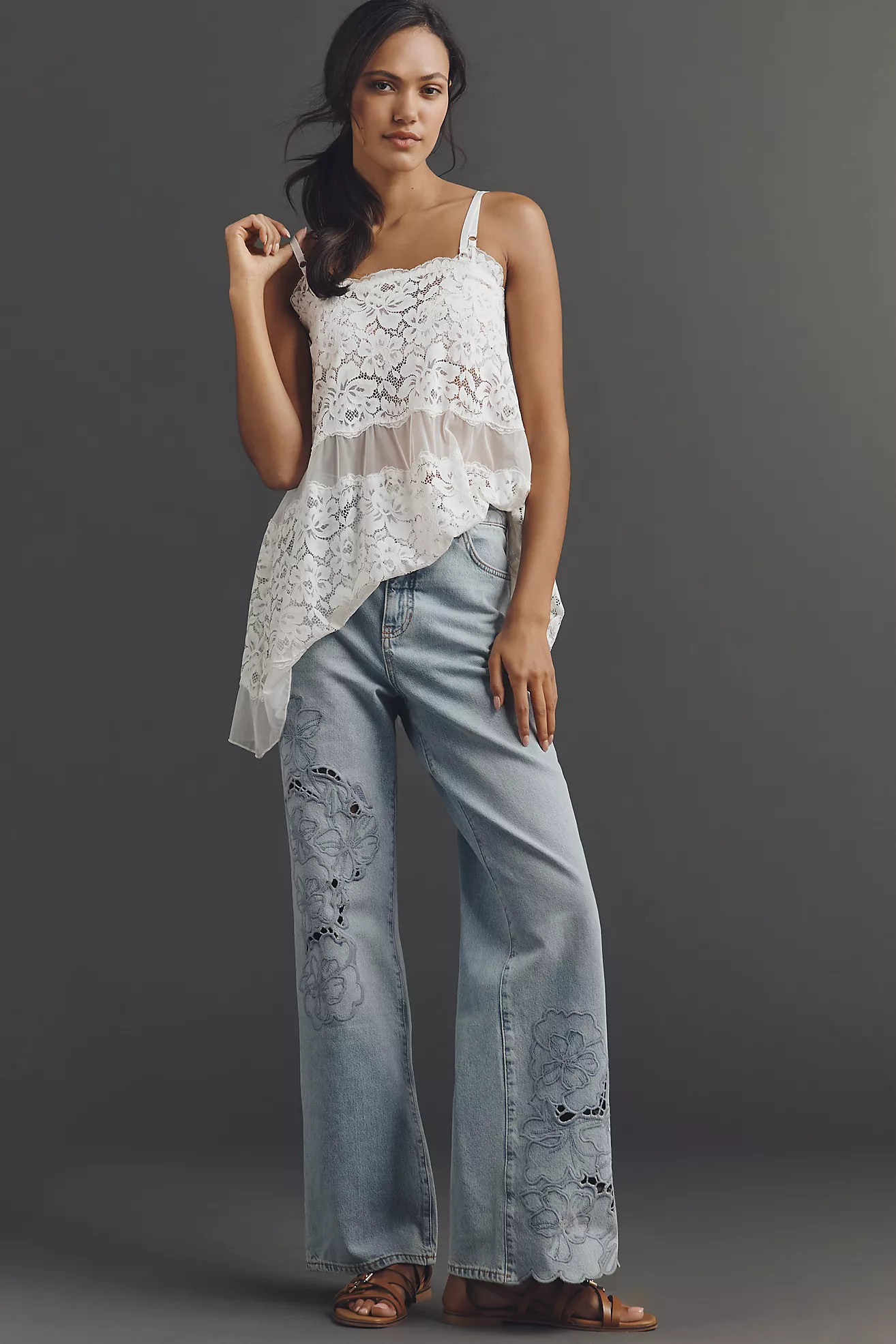 The Austyn High-Rise Wide-Leg Embroidered Jeans by Pilcro | Anthropologie (US)