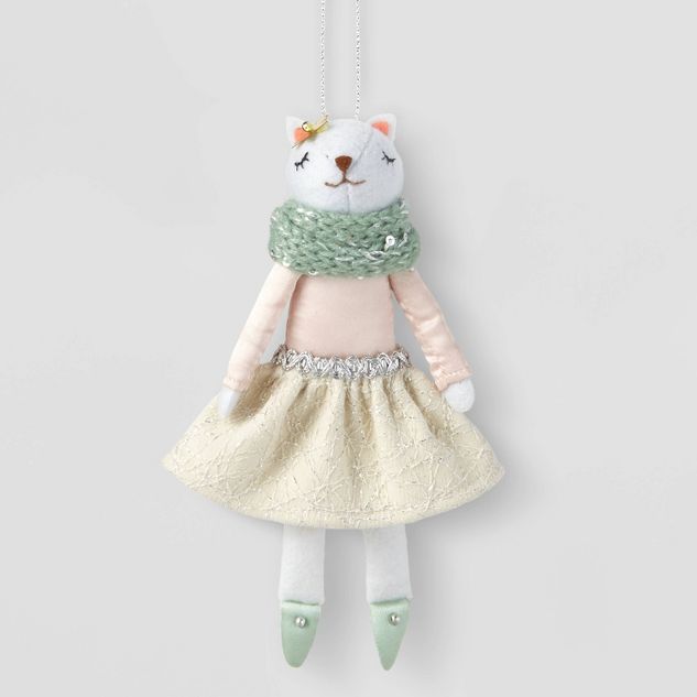 Fabric Cat with White Dress Christmas Tree Ornament - Wondershop&#8482; | Target