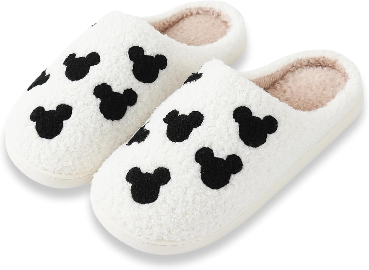 Bow Slippers for Women & Men - Floral Memory Foam Plush Slippers, Cute Cartoon Design, Warm Fluff... | Amazon (US)