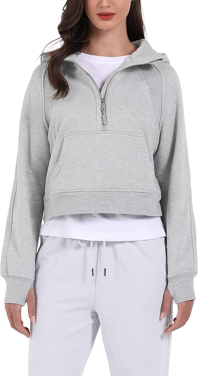 ODODOS Women's Hoodies Full / Half Zip Fleece Crop Pullover Long Sleeve Sweatshirts Cropped Tops ... | Amazon (US)