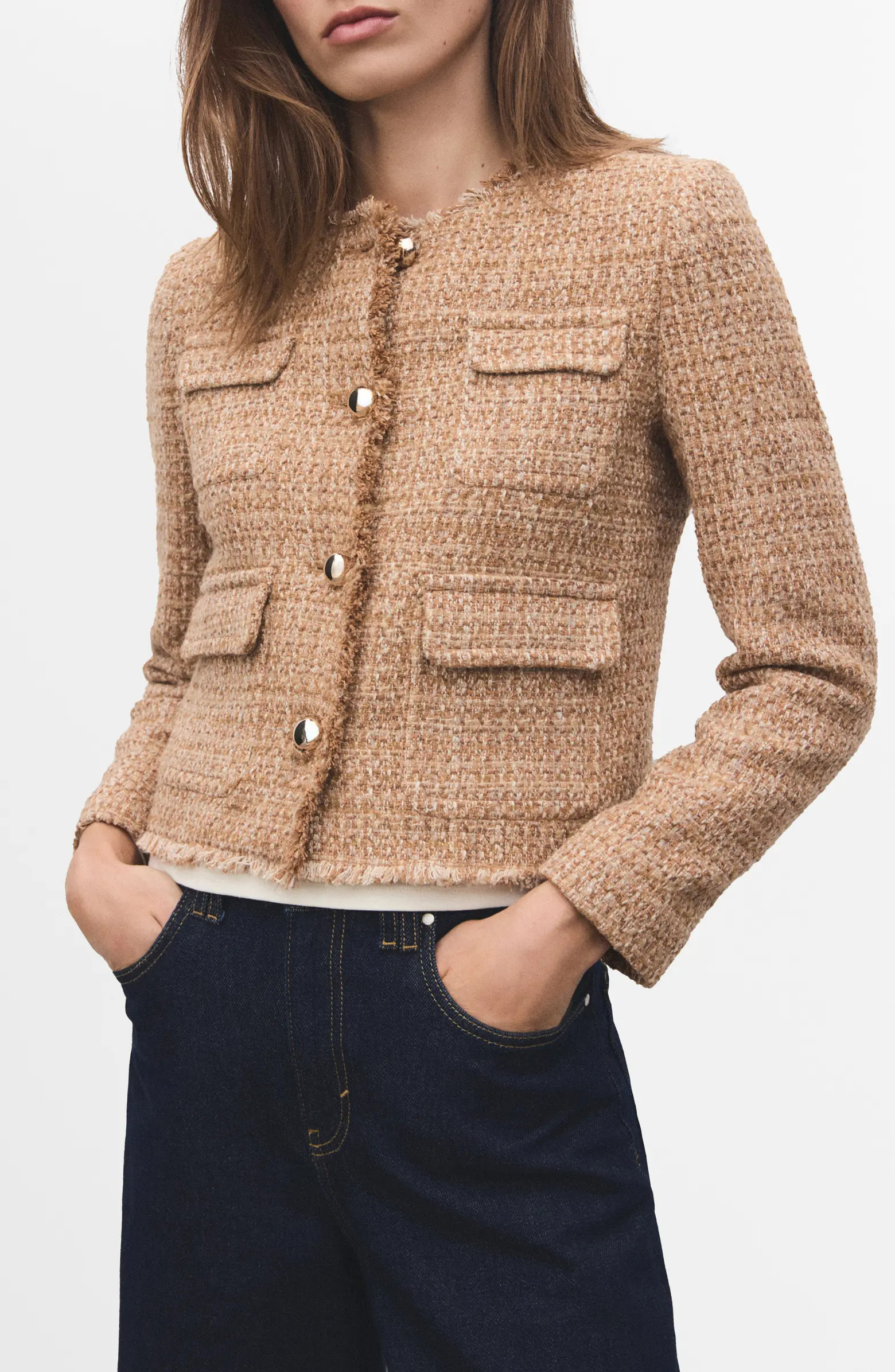 Fray Trim Tweed Crop Jacket | Nordstrom
