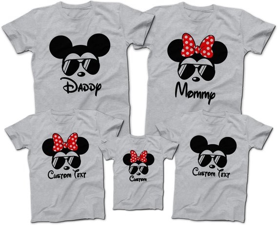 Mickey Mouse Minnie Mouse Aviator Sunglasses T-Shirts | Disney Family Group T-Shirts | Daddy Momm... | Etsy (US)