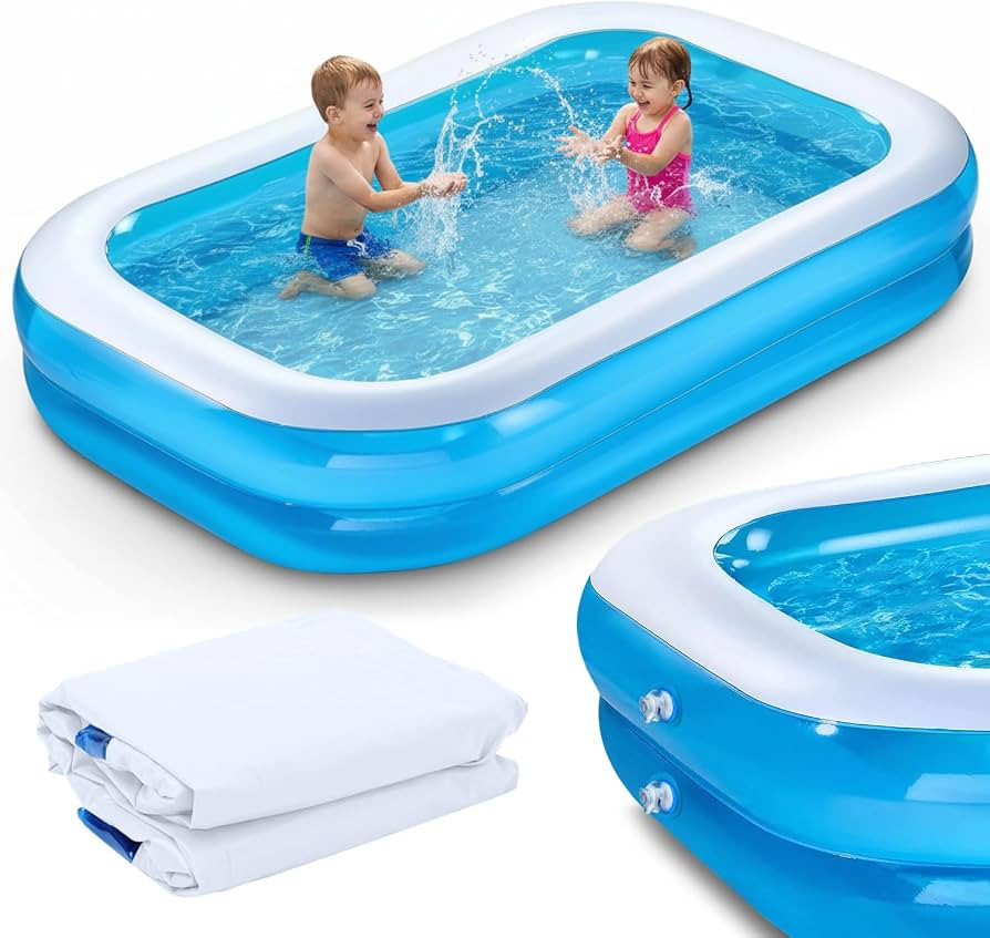 2.0M Large Rectangular Paddling Pool for Kids Adults, Family Swimming Pool Indoor Outdoor for Bac... | Amazon (UK)