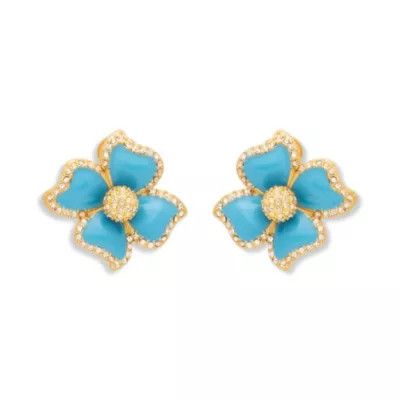 Kenneth Jay Lane Turquoise Enamel Flower Earrings, Gold | Belk