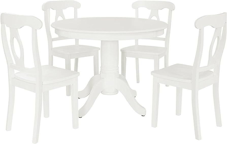 DOREL Living Aubrey 5 piece Traditional Height Pedestal Dining Set, White | Amazon (US)