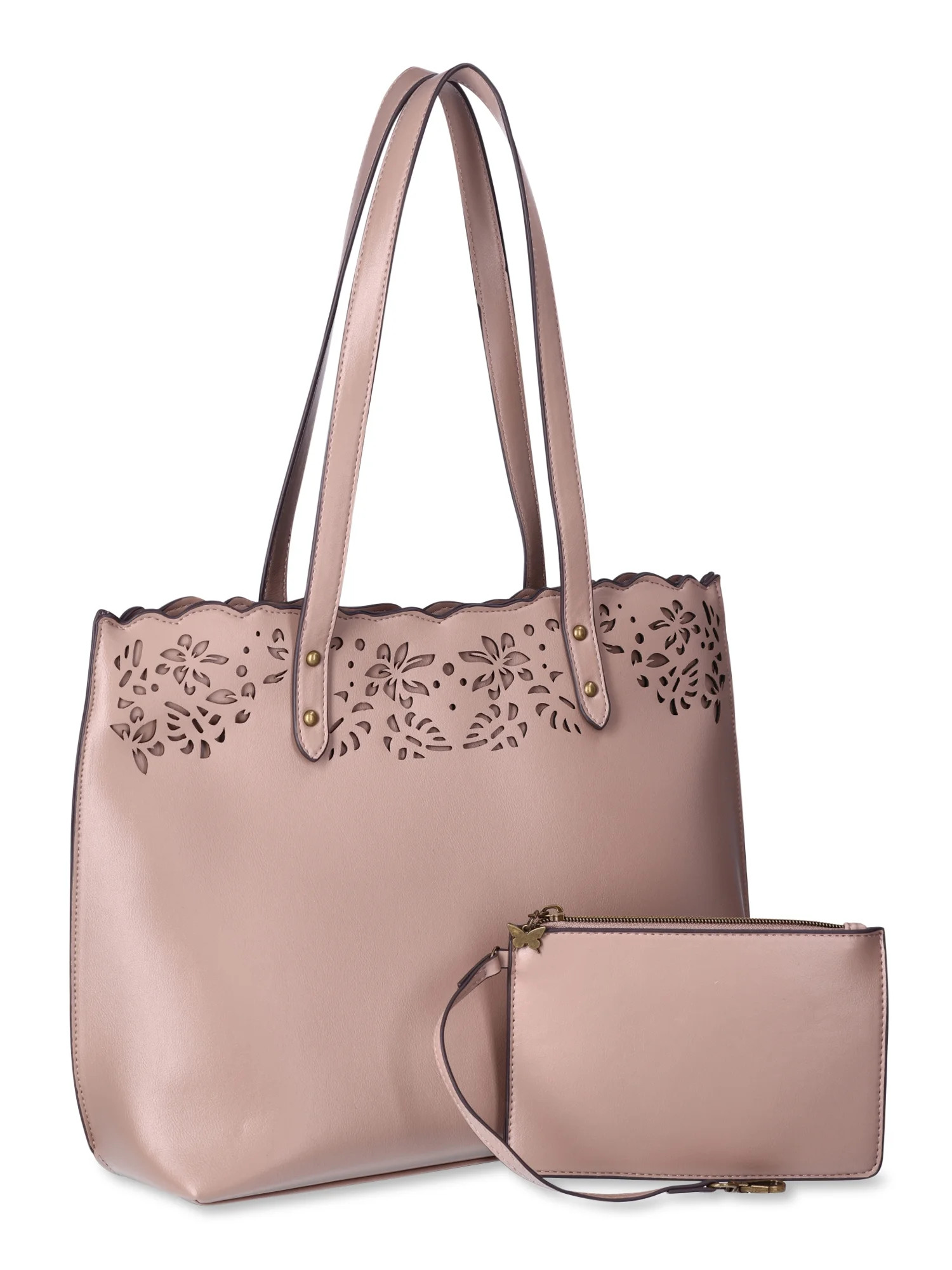The Pioneer Woman Cooper Perforated Tote Bag with Pouch, Brown, Women's | Walmart (US)