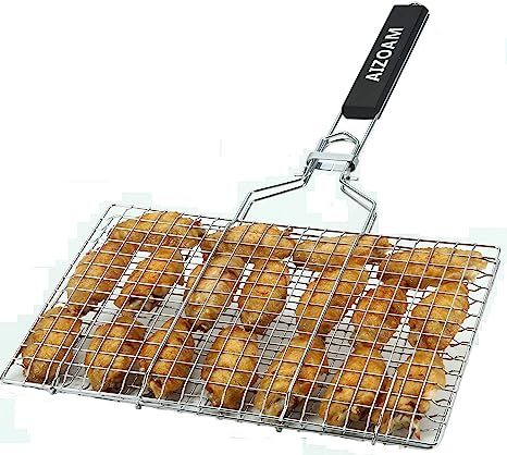 AIZOAM Portable Stainless Steel BBQ Barbecue Grilling Basket for Fish,Vegetables, Shrimp,and Stea... | Amazon (US)
